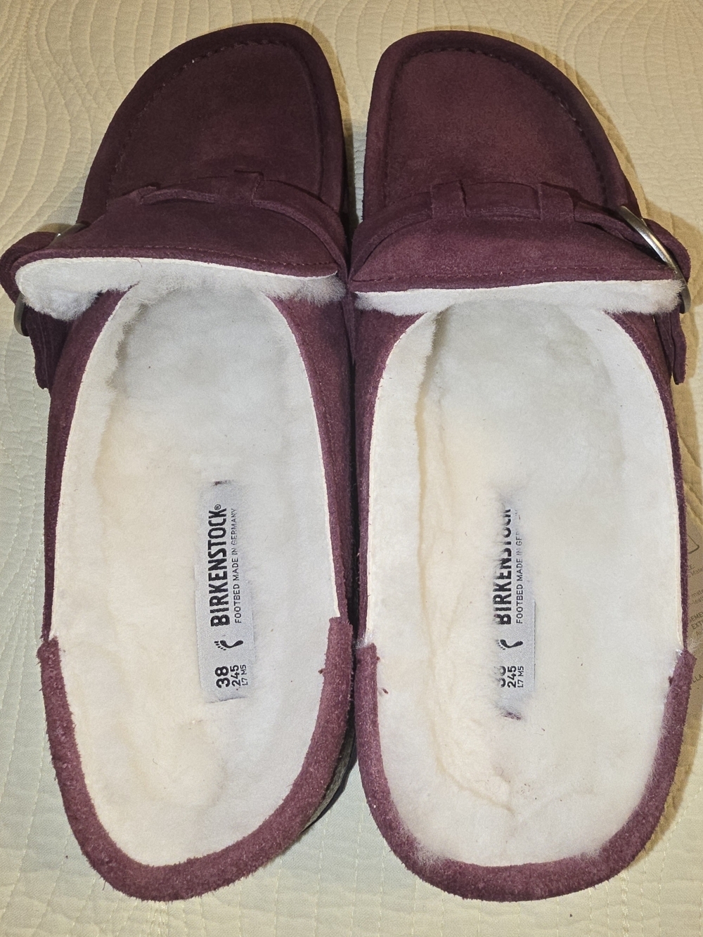 BWT Birkenstock Ladies Maroon Suede Mule Clogs with Buckle - Picture 5 of 8